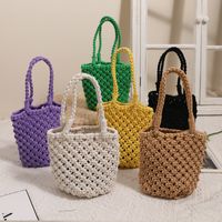 Women's Small Polyester Solid Color Vintage Style Round Open Bucket Bag main image 6