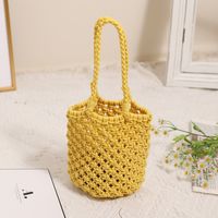 Women's Small Polyester Solid Color Vintage Style Round Open Bucket Bag sku image 4