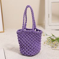 Women's Small Polyester Solid Color Vintage Style Round Open Bucket Bag sku image 5