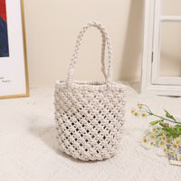 Women's Small Polyester Solid Color Vintage Style Round Open Bucket Bag sku image 1
