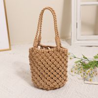 Women's Small Polyester Solid Color Vintage Style Round Open Bucket Bag sku image 2