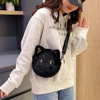 Women's Small Plush Cat Cute Round Zipper Circle Bag main image 4