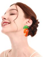 1 Pair Pastoral Carrot Handmade Braid Alloy Seed Bead Ear Studs main image 1