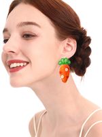 1 Pair Pastoral Carrot Handmade Braid Alloy Seed Bead Ear Studs main image 3