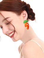 1 Pair Pastoral Carrot Handmade Braid Alloy Seed Bead Ear Studs main image 4