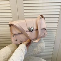 Women's Small Pu Leather Solid Color Vintage Style Classic Style Square Magnetic Buckle Shoulder Bag main image 4