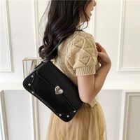 Women's Small Pu Leather Solid Color Vintage Style Classic Style Square Magnetic Buckle Shoulder Bag main image 2