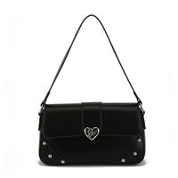 Women's Small Pu Leather Solid Color Vintage Style Classic Style Square Magnetic Buckle Shoulder Bag sku image 2