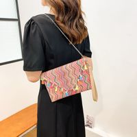 Women's Small Straw Solid Color Streetwear Square Magnetic Buckle Envelope Bag main image 5