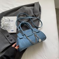 Women's Medium Pu Leather Solid Color Elegant Square Flip Cover Handbag sku image 3
