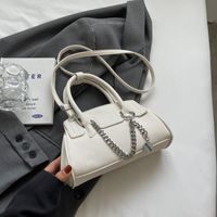Women's Medium Pu Leather Solid Color Elegant Square Flip Cover Handbag sku image 1