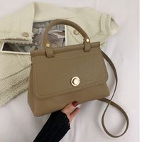Women's Small Pu Leather Solid Color Classic Style Square Flip Cover Handbag sku image 5