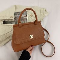Women's Small Pu Leather Solid Color Classic Style Square Flip Cover Handbag sku image 2