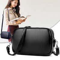 Women's Small Leather Solid Color Basic Square Zipper Shoulder Bag main image 6