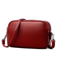 Women's Small Leather Solid Color Basic Square Zipper Shoulder Bag sku image 1
