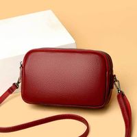 Women's Small Leather Solid Color Basic Square Zipper Shoulder Bag main image 3