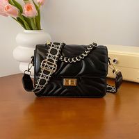 Women's Small Pu Leather Solid Color Elegant Square Lock Clasp Crossbody Bag main image 3