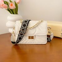 Women's Small Pu Leather Solid Color Elegant Square Lock Clasp Crossbody Bag main image 2