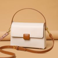 Women's Small Leather Color Block Vintage Style Square Flip Cover Crossbody Bag main image 6