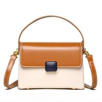 Women's Small Leather Color Block Vintage Style Square Flip Cover Crossbody Bag sku image 2