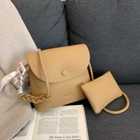 Femmes Petit Faux Cuir Couleur Unie Style Vintage Carré Fermeture Éclair Sac Seau main image 5