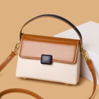 Women's Small Leather Color Block Vintage Style Square Flip Cover Crossbody Bag main image video