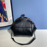Women's Medium Pu Leather Solid Color Classic Style Shell Lock Clasp Dome Bag sku image 1