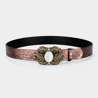 Vintage Style Bohemian Cowboy Style Lips Oval Pu Leather Inlay Turquoise Women's Leather Belts main image 7