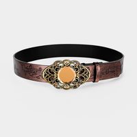 Vintage Style Bohemian Cowboy Style Lips Oval Pu Leather Inlay Turquoise Women's Leather Belts main image 6