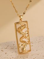 Elegant Dragon Stainless Steel Plating 18k Gold Plated Necklace sku image 1