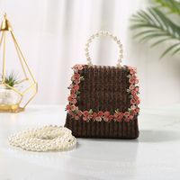 Women's Small Straw Flower Cute Square Flip Cover Handbag sku image 7