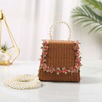 Women's Small Straw Flower Cute Square Flip Cover Handbag sku image 6