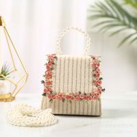 Women's Small Straw Flower Cute Square Flip Cover Handbag sku image 5