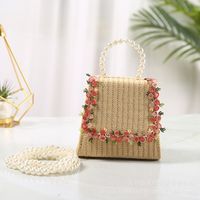 Women's Small Straw Flower Cute Square Flip Cover Handbag sku image 8