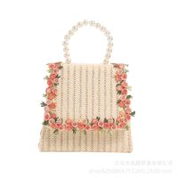 Women's Small Straw Flower Cute Square Flip Cover Handbag main image 4