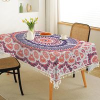 Vacation Simple Style Classic Style Color Block Cotton And Linen Tablecloths main image 3