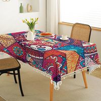 Vacation Simple Style Classic Style Color Block Cotton And Linen Tablecloths main image 4