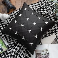 Luxurious Stripe Pu Leather Pillow Cases sku image 6