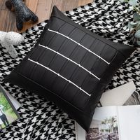 Luxurious Stripe Pu Leather Pillow Cases sku image 10