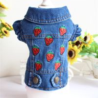 Cute Denim Strawberry Pet Clothing sku image 2