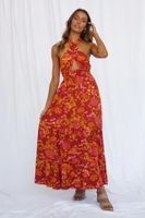 Women's Regular Dress Elegant Halter Neck Sleeveless Floral Maxi Long Dress Travel Daily Tea Party main image 4