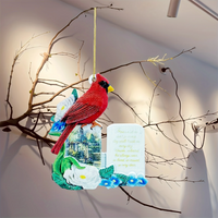 Vintage Style Artistic Letter Cardinal Flower Resin Pendant Artificial Decorations main image 3