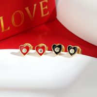 1 Pair Sweet Heart Shape Epoxy Plating Sterling Silver 18k Gold Plated Ear Studs main image 4