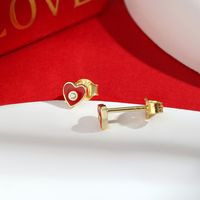 1 Pair Sweet Heart Shape Epoxy Plating Sterling Silver 18k Gold Plated Ear Studs main image 5