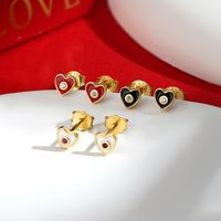 1 Pair Sweet Heart Shape Epoxy Plating Sterling Silver 18k Gold Plated Ear Studs main image 3