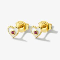1 Pair Sweet Heart Shape Epoxy Plating Sterling Silver 18k Gold Plated Ear Studs sku image 1