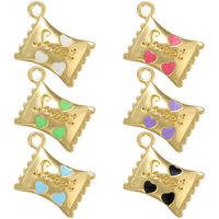 1 Piece Sweet Letter Heart Shape Candy Brass Enamel Pendant Jewelry Accessories main image 1