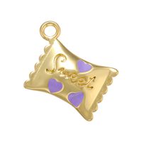 1 Piece Sweet Letter Heart Shape Candy Brass Enamel Pendant Jewelry Accessories sku image 3