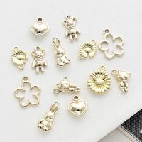 10 Pcs/package Cute Sweet Animal Heart Shape Flower Alloy Plating Pendant Jewelry Accessories main image 2