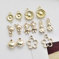 10 Pcs/package Cute Sweet Animal Heart Shape Flower Alloy Plating Pendant Jewelry Accessories main image 1